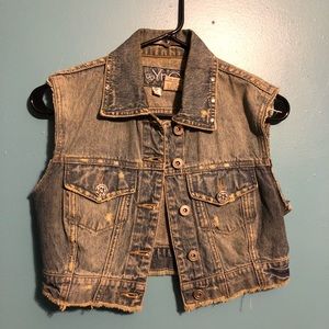 Cropped Jean Denim Vest